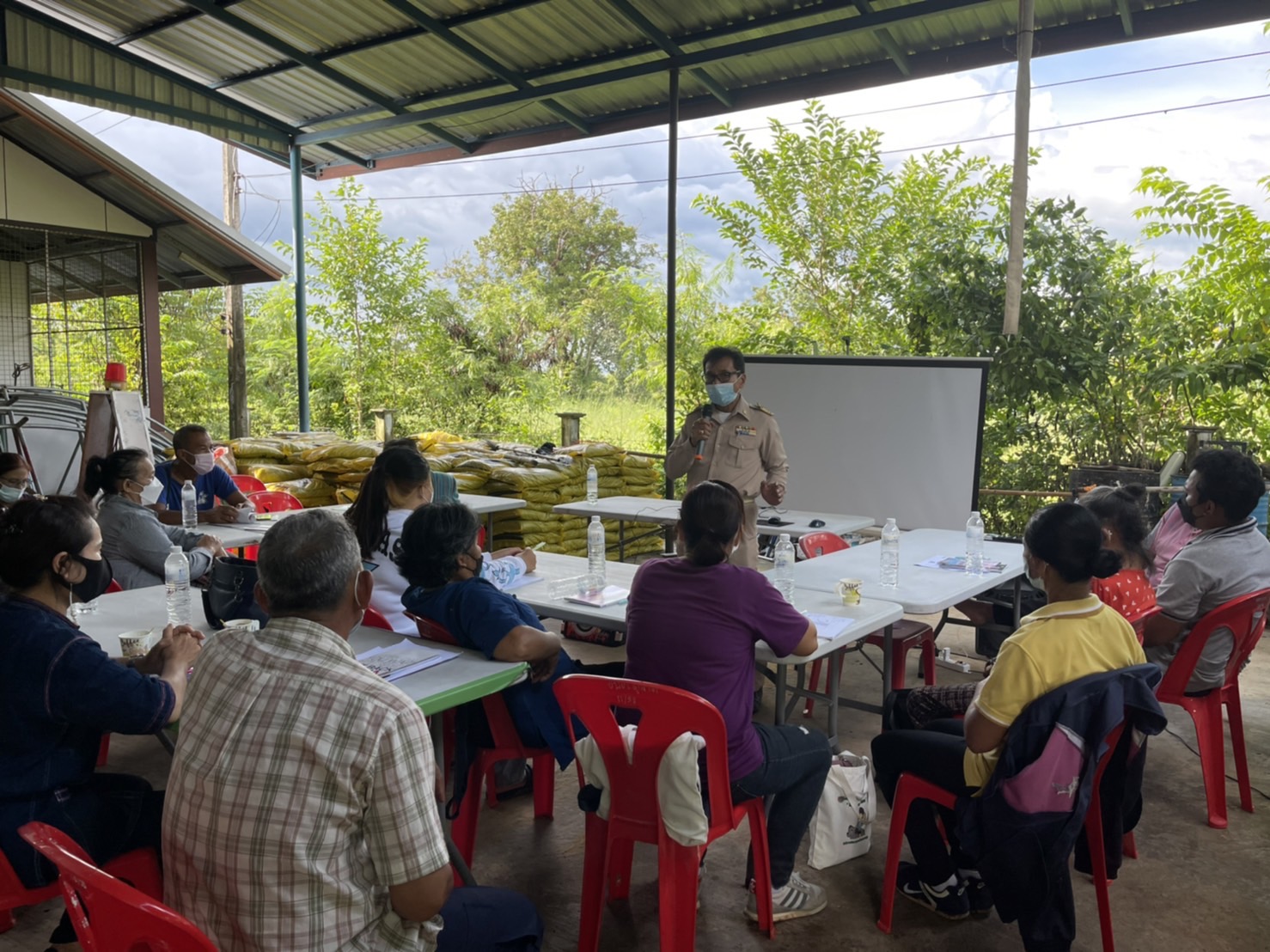 พช. ยโสธร ร่วมโครงการพัฒนาพื้นที่ต้นแบบการพัฒนาคุณภาพชีวิตตามหลักทฤษฎีใหม่ ประยุกต์สู่ “โคก หนอง นา โมเดล” กิจกรรมที่  1 ฝึกอบรมระยะสั้นการพัฒนากสิกรรมสู่ระบบเศรษฐกิจพอเพียง รูปแบบโคก หนอง นา โมเดล พื้นที่อำเภอทรายมูล