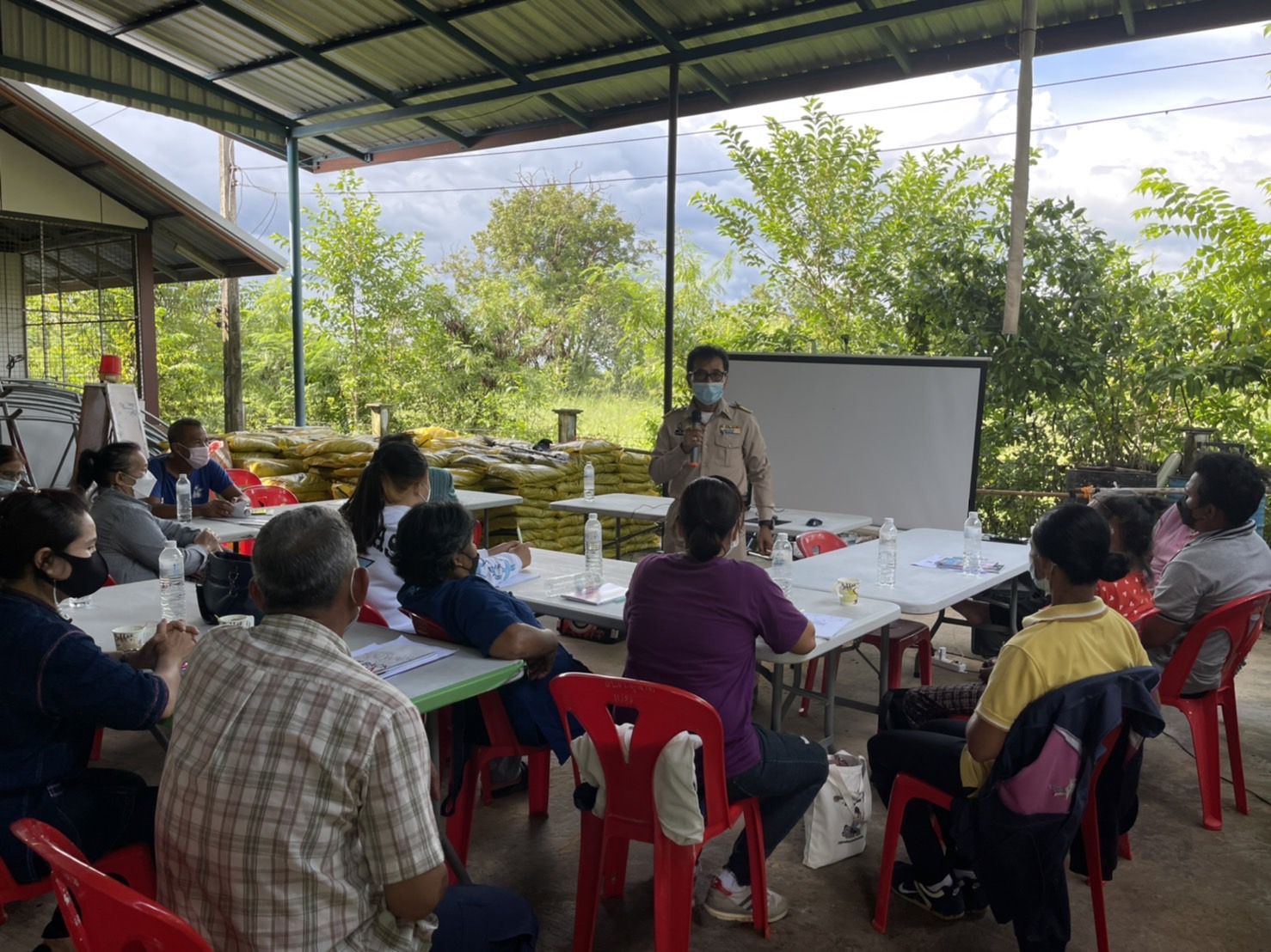 พช. ยโสธร ร่วมโครงการพัฒนาพื้นที่ต้นแบบการพัฒนาคุณภาพชีวิตตามหลักทฤษฎีใหม่ ประยุกต์สู่ “โคก หนอง นา โมเดล” กิจกรรมที่  1 ฝึกอบรมระยะสั้นการพัฒนากสิกรรมสู่ระบบเศรษฐกิจพอเพียง รูปแบบโคก หนอง นา โมเดล พื้นที่อำเภอทรายมูล