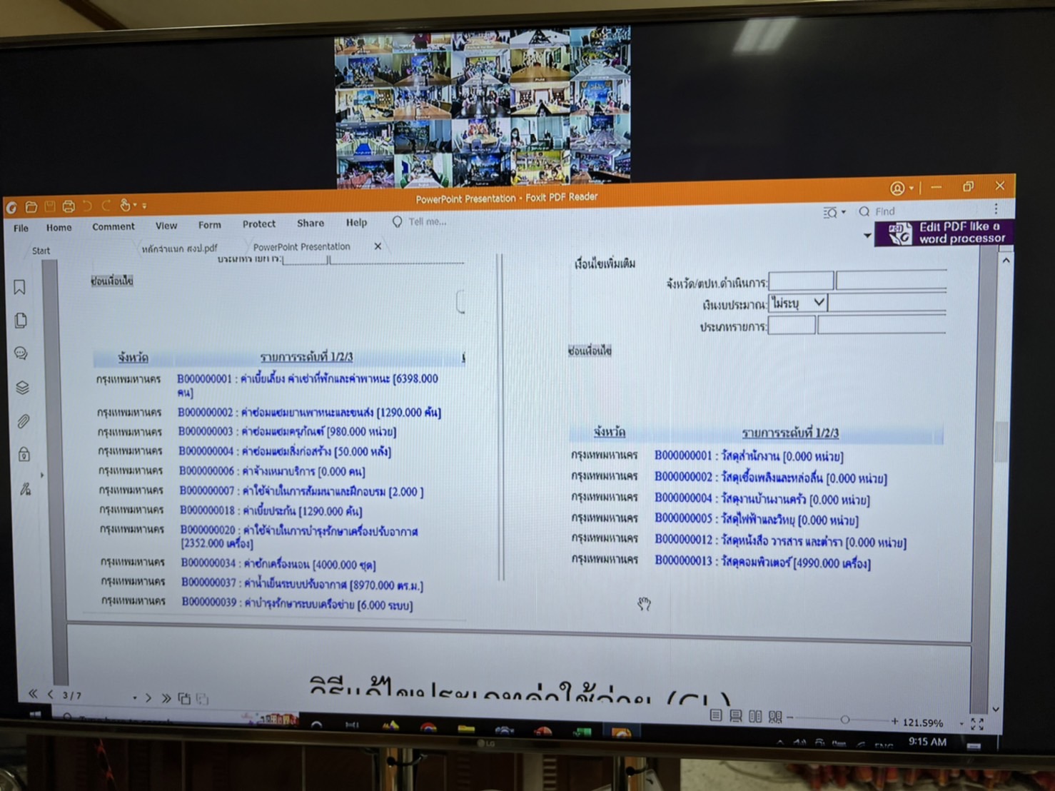 พช.ยโสธร ร่วมรับฟังรายงานผลการใช้จ่ายงบประมาณในระบบ BPM ผ่านระบบ (Video Conference)