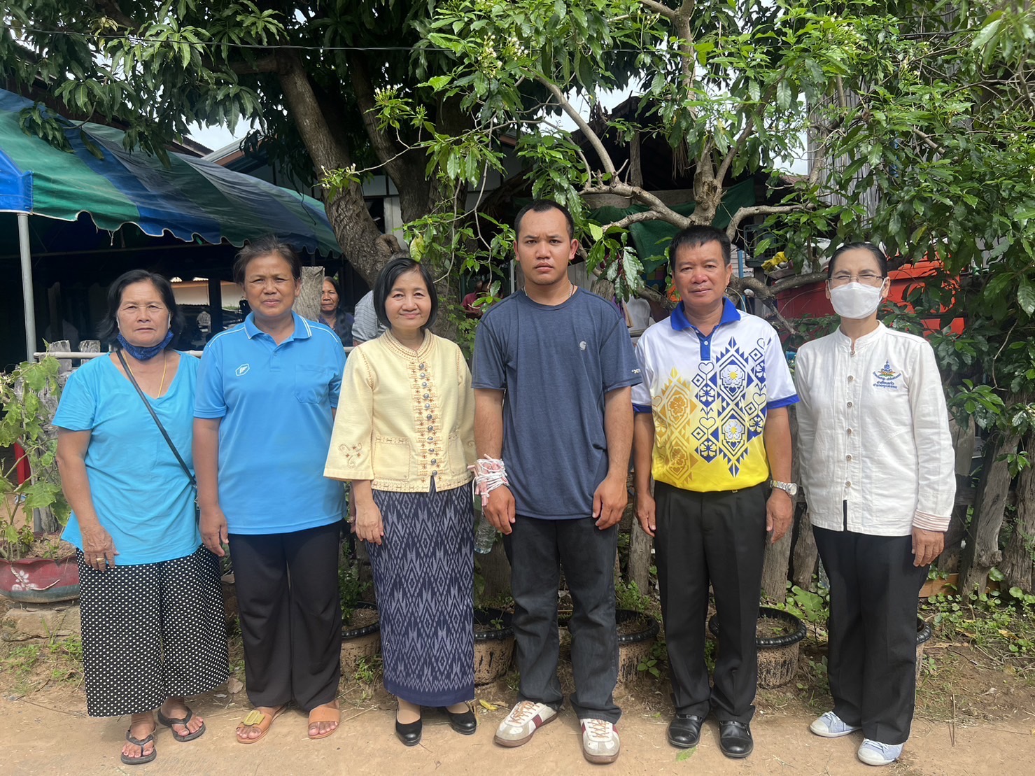 พช.ยโสธร ร่วมพิธีบายศรีสู่ขวัญและเยี่ยมครอบครัวผู้ประสบภัยจากสงครามในอิสราเอล ในพื้นที่ อำเภอเลิงนกทา จังหวัดยโสธร