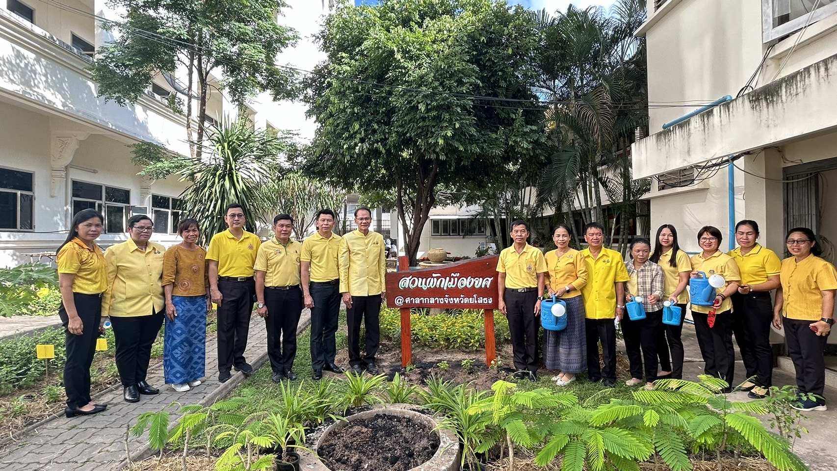 ผู้ว่าฯ ยโสธร นำส่วนราชการ สมาชิกกองทุนสวัสดิการจังหวัดยโสธร ปลูกผักสวนครัว เปลี่ยนพื้นที่ว่างเพื่อสร้างความมั่นคงทางอาหาร