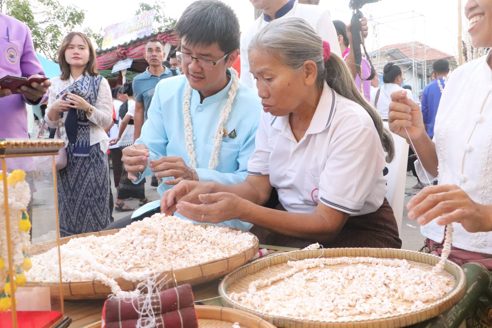🟡⚪พช.ยโสธร⚪🟡 ร่วมงานประเพณีแห่มาลัยเข้าตอกหนึ่งเดียวในโลก ประจำปี 2568