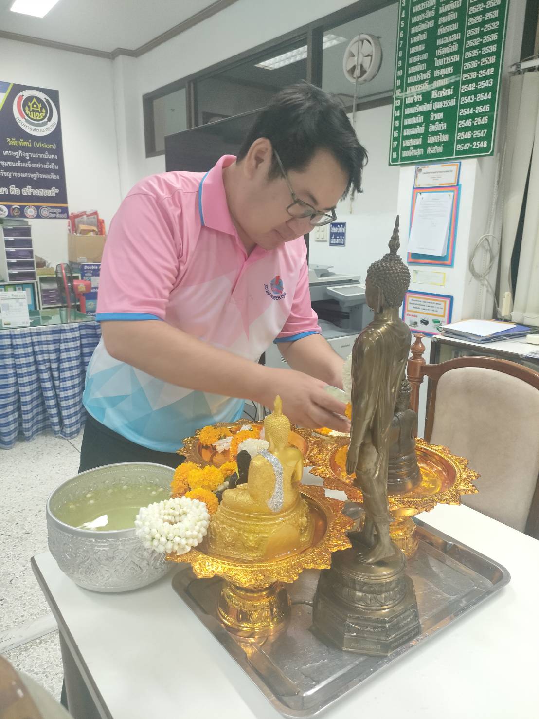 พช.ยโสธร  สรงน้ำพระพุทธรูปเพื่อความเป็นสิริมงคลรับขวัญวันปีใหม่ไทย